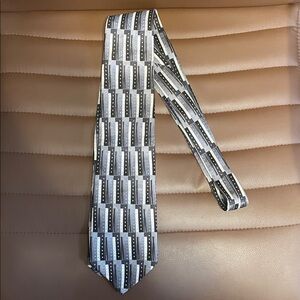 Doma Black and White Geometric Tie